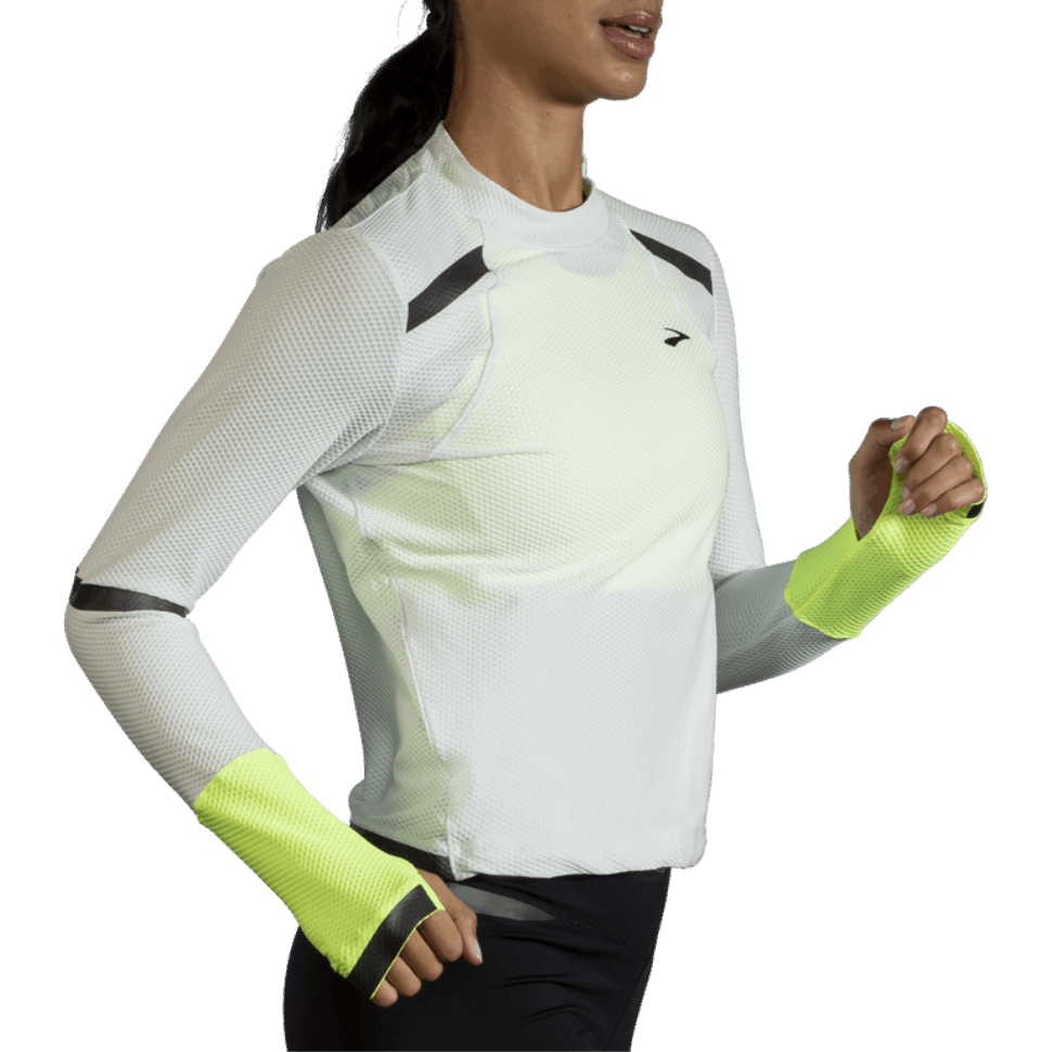 Brooks Carbonite Langarm Damen Eisgrau-nightlife