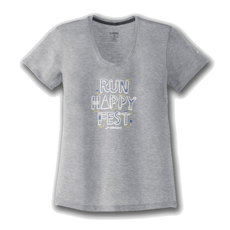 Brooks RHF Distance Grafik-T-Shirt Heather Ash
