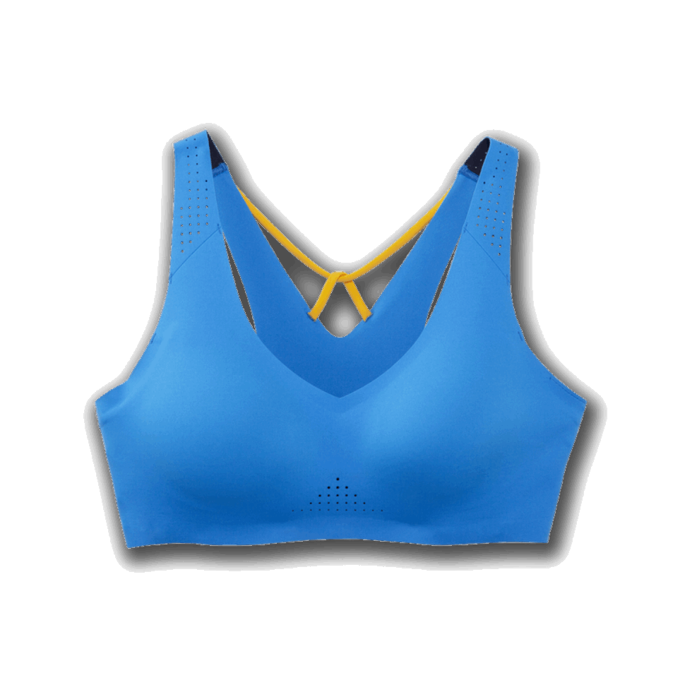 Brooks Dare Lauf-BH Mit V-Ausschnitt, Blauer Bolzen-Safran